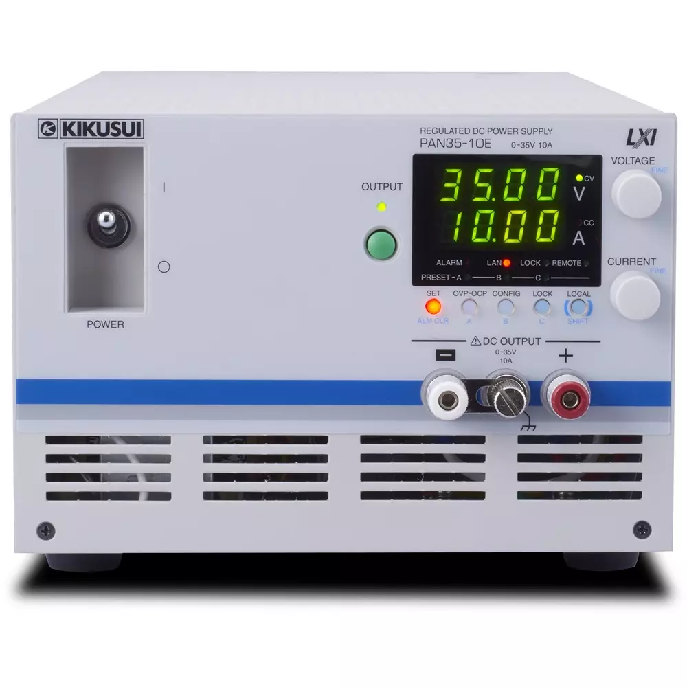 Kikusui DC Regulated Power Supply About 1000 VA Rated Power 0 to 10 A Output Current 0 to 35 V Output Voltage, PAN35-10E
