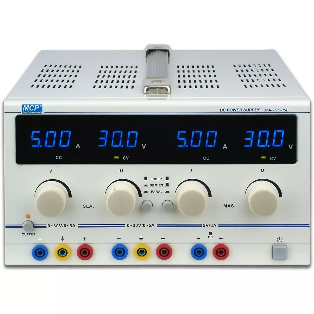MCP Stabilized Power Supply 0 to 30(x2), 5 Output Voltage 0 to 3(x2), 3 Output Current, M30-TP305E