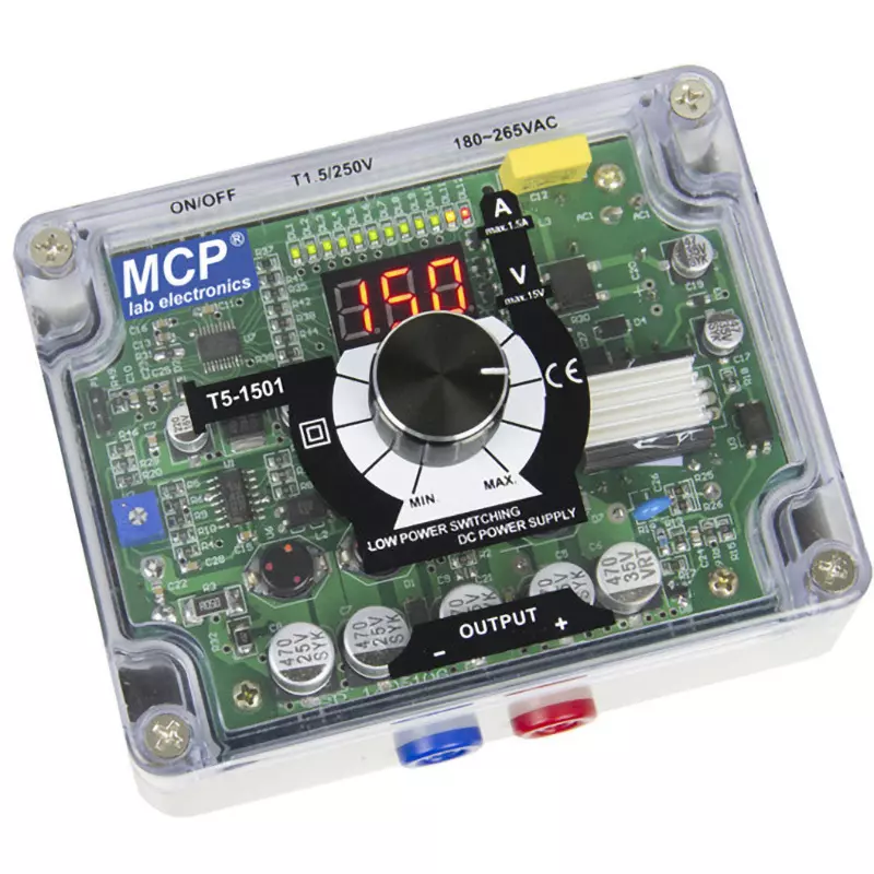 MCP Stabilized Power Supply 0 to 15 Output Voltage 1.5 Output Current AC100(50/60 Hz) Input Voltage, T5-1501