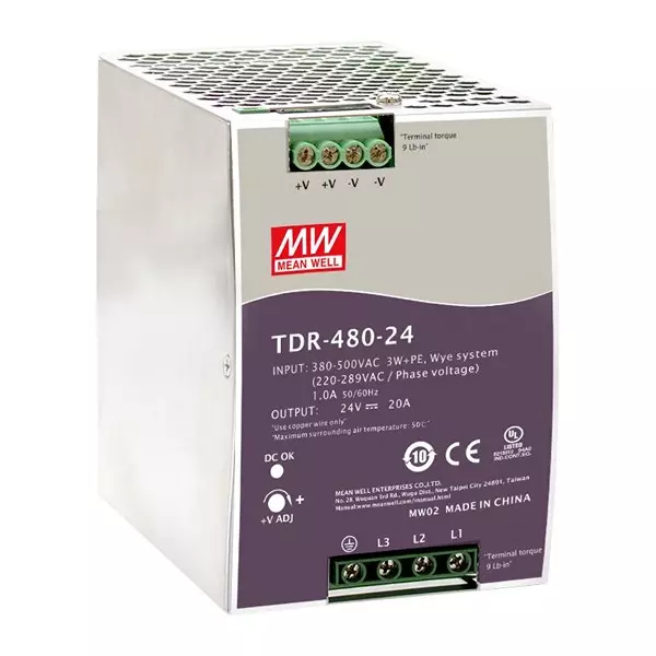Mean Well Power Supply, AC-DC, 48V, 10A, TDR-480-48