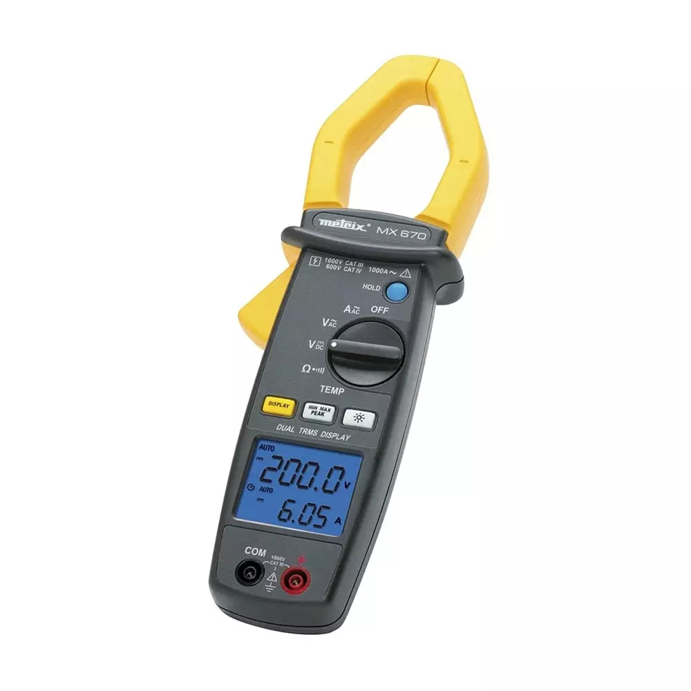 Metrix MX670 Clamp Meter, Max Current 1000A ac CAT III 1000V, MX0670