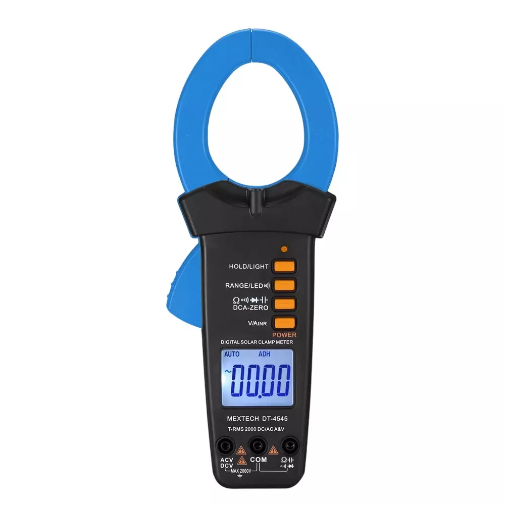 MEXTECH Digital Solar True RMS Clamp Meter 3½ Digits Display 55 mm Jaw Opening 2000 A AC Current 20 MΩ Resistance, DT4545
