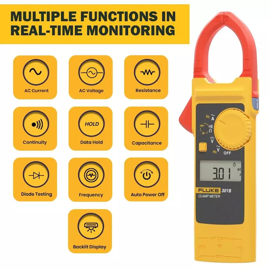 fluke-digital-clamp-meter-6000-counts-lcd-display-60-a-600-a-range-001-a-01-a-resolution-and-2--10-2--5-accuracy-301b