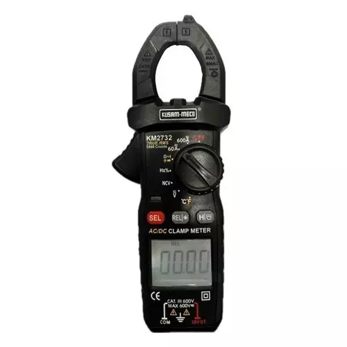 KUSAM-MECO 3-5/6 Digits  Digital Clampmeter 6000 Counts 600A AC/DC, KM 2732