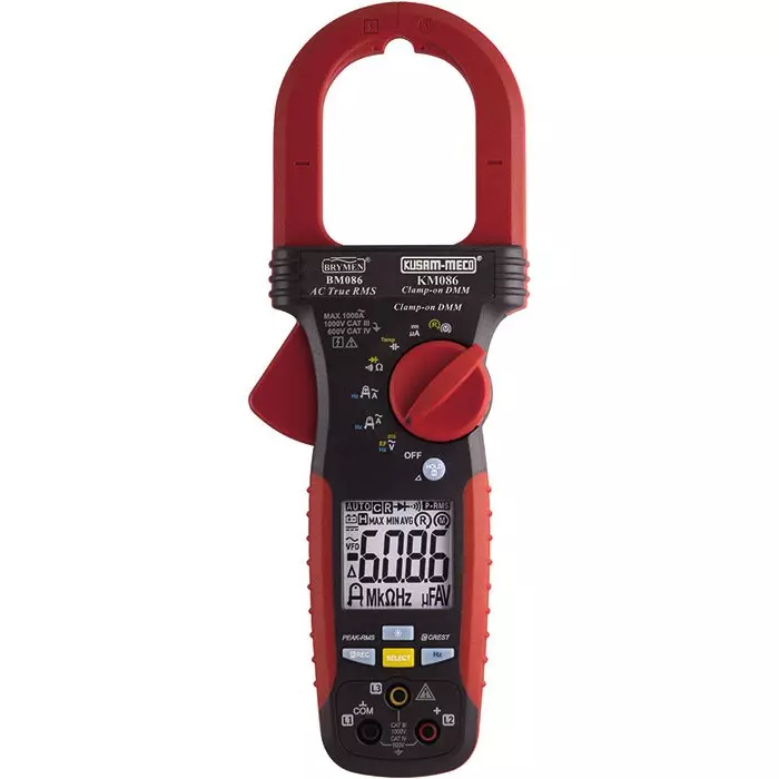 KUSAM-MECO 3-5/6 Digits AC True RMS Digital Clampmeter 6000 counts 1000A AC, KM 086