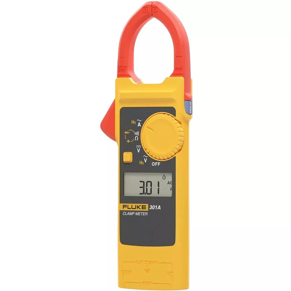 Fluke Digital Clamp Meter 40 A Measuring Range, 0.01 A Resolution and 2 % + 10 Accuracy, 301A (Without Test Leads)