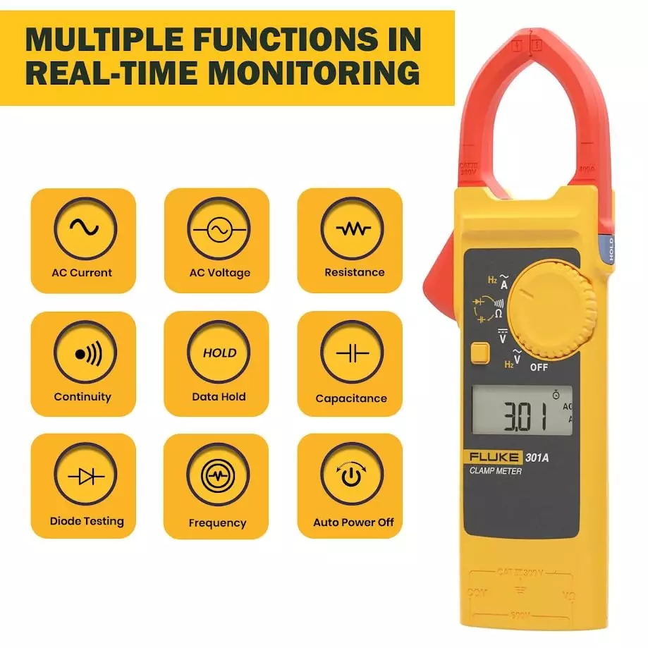 fluke-digital-clamp-meter-40-a-measuring-range-001-a-resolution-and-2--10-accuracy-301a
