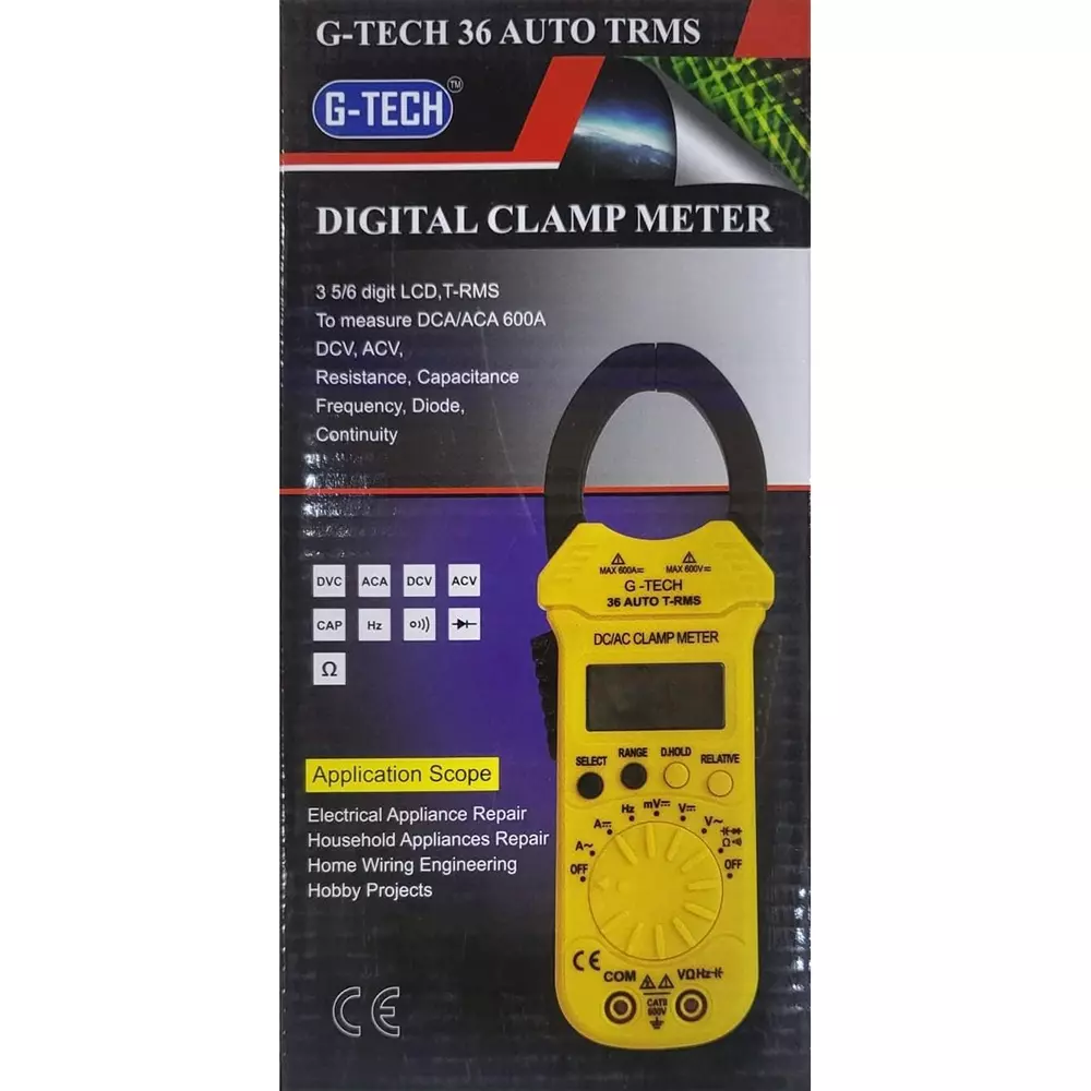 g-tech-digital-clamp-meter-kit-600-a-acdc-battery-powered-yellow-and-black-4000-counts-for-testing-measuring-use-36auto