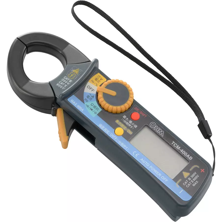 Ohm Electric Digital Clamp Meter, Clamp head: Beak type, Test leads: Gold-plated test leads Specifications Clamp meter, TCM-400AB