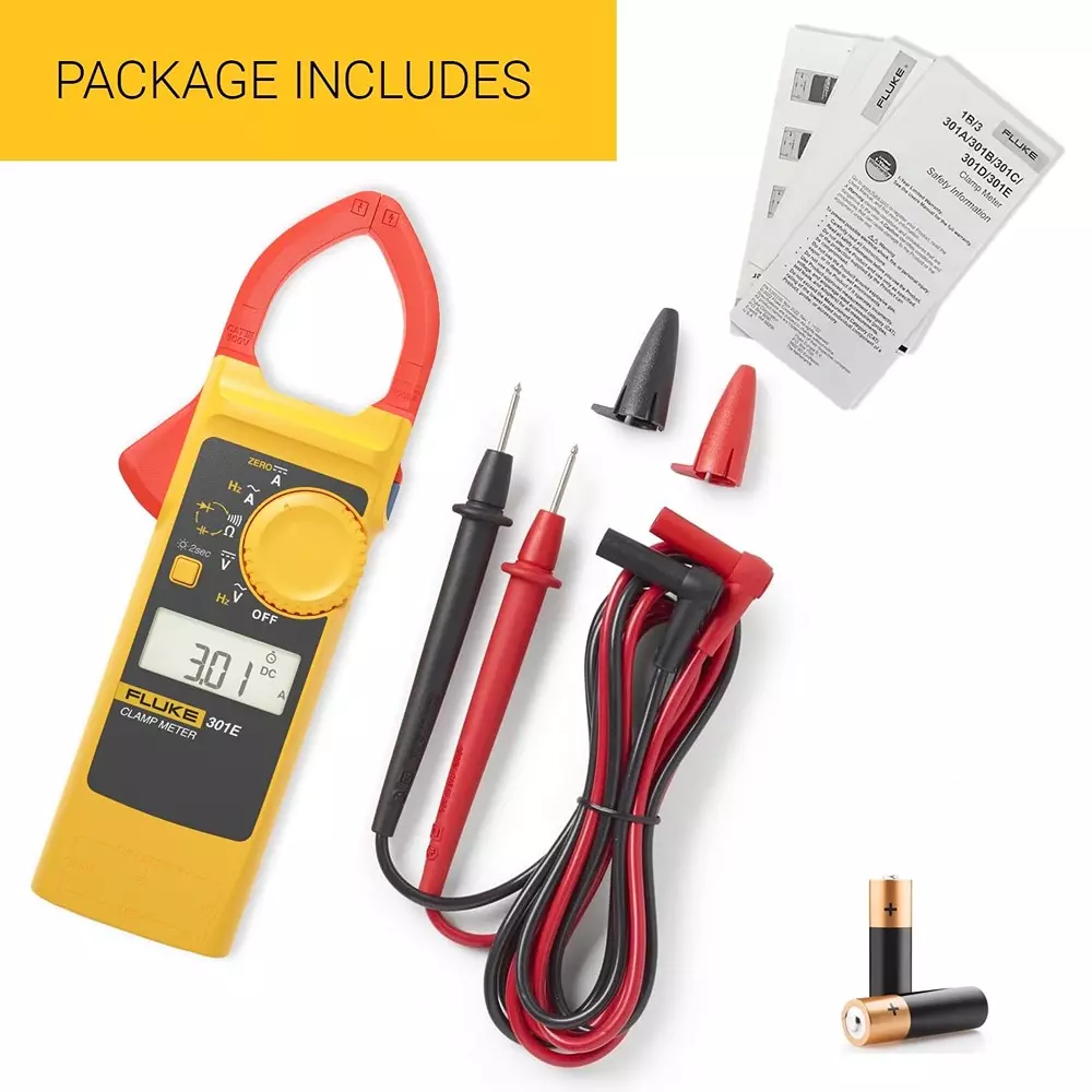 fluke-digital-acdc-clamp-meter-6000-counts-lcd-display-60-a-600-a-1000-a-range-001-a-01-a-1-a-resolution-and-2--10-2--5-2--5-accuracy-301e