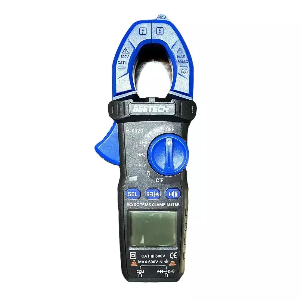 BEETECH Digital Clampmeter with 6000 Counts 3 5/6 Digit LCD Display and 600 V AC/DC Voltage, B-6020