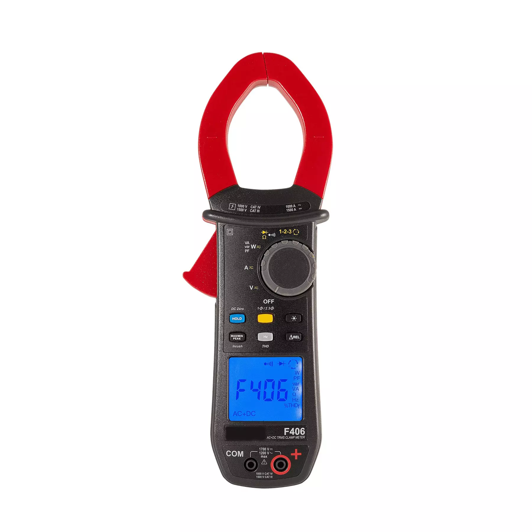 Krykard Solar Clamp Meter 1% + 3 Counts Accuracy 1,000 A AC / 1,500 A DC Current 48 mm Clamp Size IP54 Protection, F406
