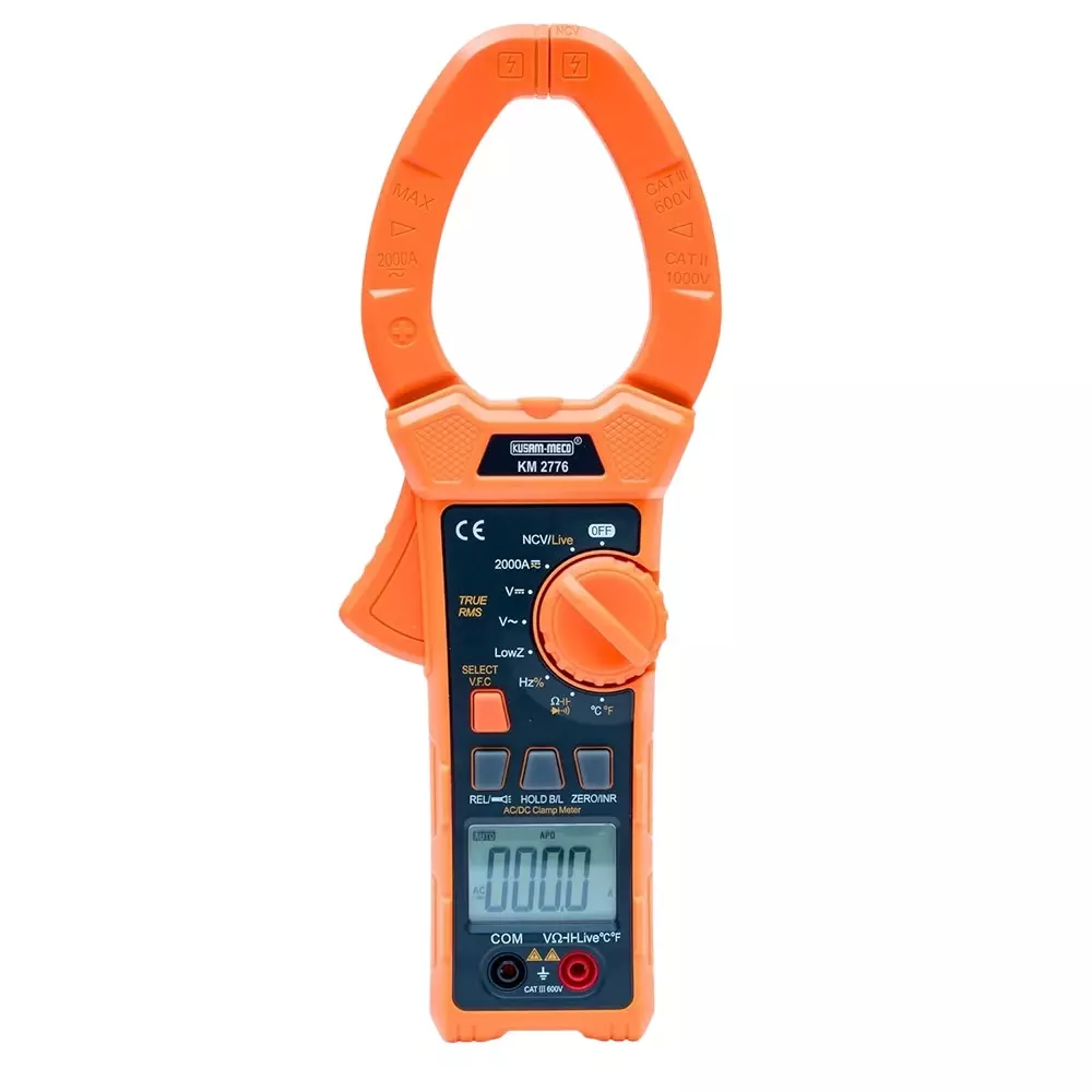 KUSAM-MECO True RMS Clamp-On Multimeter 2000 Amp AC/DC, 1000 V, 6000 Counts, KM 2776