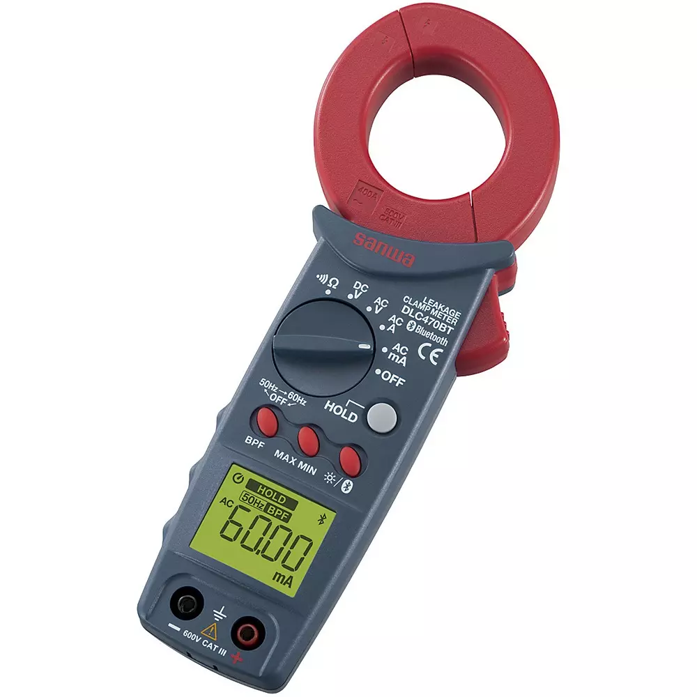 Sanwa Clamp Meter LR03 (AAA alkaline) x 2 Power Supply 60/400 A AC Current 600 V AC Voltage, DLC470BT