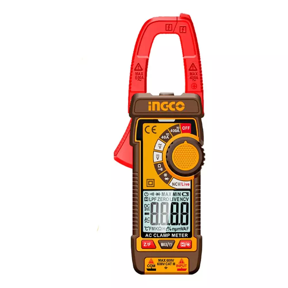 Ingco DC/AC Clamp Meter with True RMS LCD Display