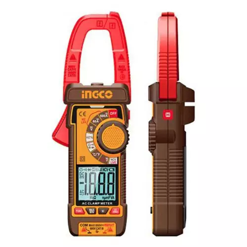 Ingco DC/AC Clamp Meter with True RMS 6000 Count LCD Display and 60 A / 600 A Current, DCM66002 (With 3 Pcs LR03 AAA Batteries)