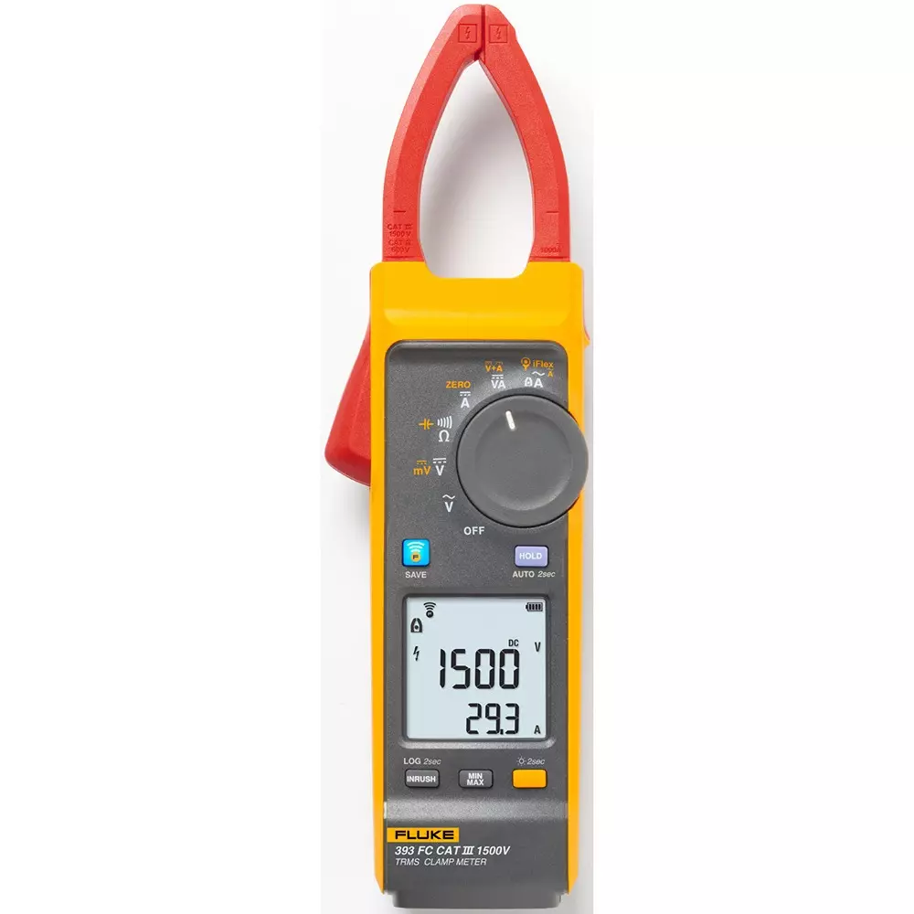 Fluke Small Clamp Meter TP17500 DC, i2500-18, magnetic strap, case, battery Included Components span check, FLUKE-393FC