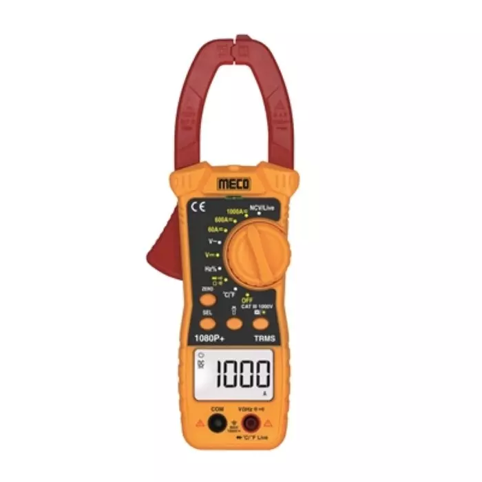 Meco Auto/Manual Ranging Digital Clamp Meter K-Type DC/AC TRMS 3⅚ Digits 6000 Counts 1000 V Voltage 1000 A Current, 1080P+