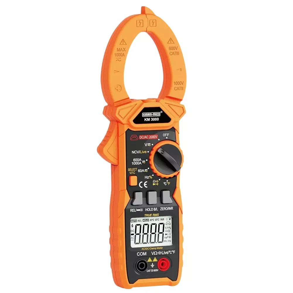 KUSAM-MECO True RMS Digital 1000 Amp AC/DC TRMS 2000V AC/DC Clampmeter, KM 3000
