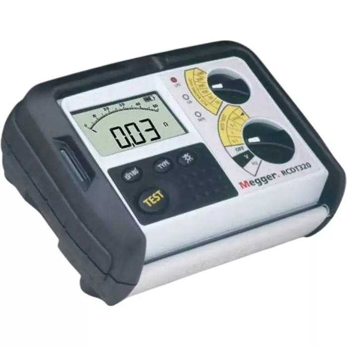 Megger RCD Tester, RCD Test Type DC, RCD Test Current 1000mA CAT III 300V UKAS Calibration, RCDT320-EN-BS
