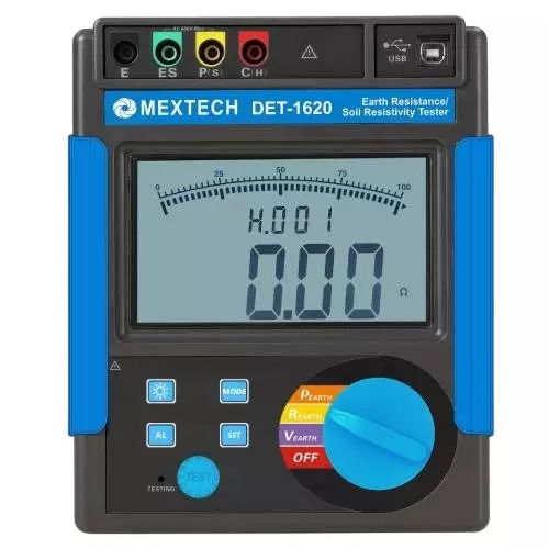 MEXTECH Digital Earth Tester 4 LCD Display 0.00 Ω·m - 9000 kΩ·m Soil Resistivity <2 A Current, DET1620