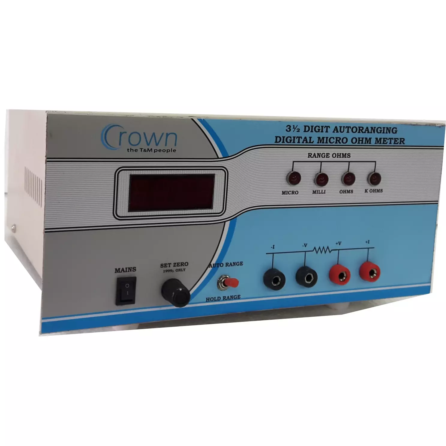 Crown Autoranging Digital Micro Ohm Meter with 3.5 Digit LED Display and 1 µΩ to 19.99 kΩ in 8 Ranges, CES 201AUTO