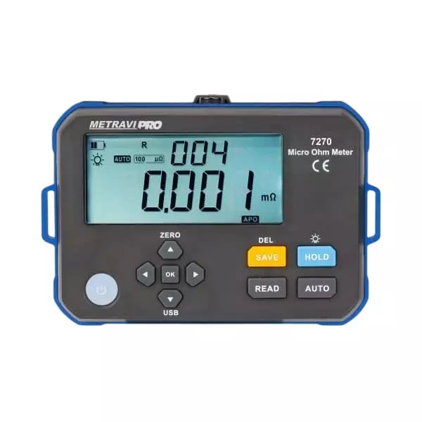 Metravi Micro Ohms Meter With Data Logging and 0.001 mΩ - 300.0 kΩ Measurement Range, PRO 7270