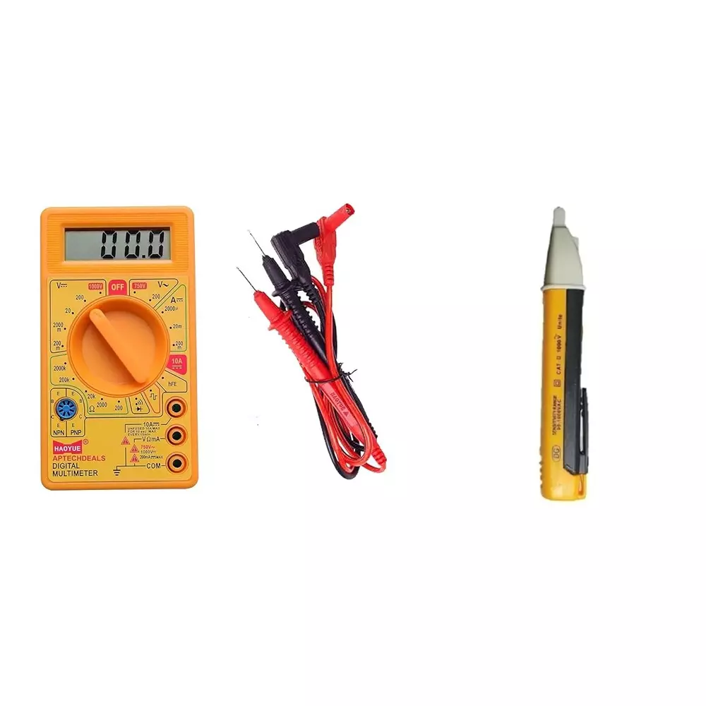 VMTRONIX Digital Multimeter Kit with Non-Contact Voltage Detector Pen 200 to 750 V, DT 830 D (Kit of 3 Pcs)