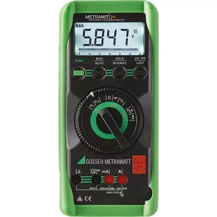 GOSSEN METRAWATT METRAHit 2+ Handheld Digital Multimeter True RMS 15 Amp AC Max 10 Amp DC Max 600 V AC Max -RS Calibrated, M205A