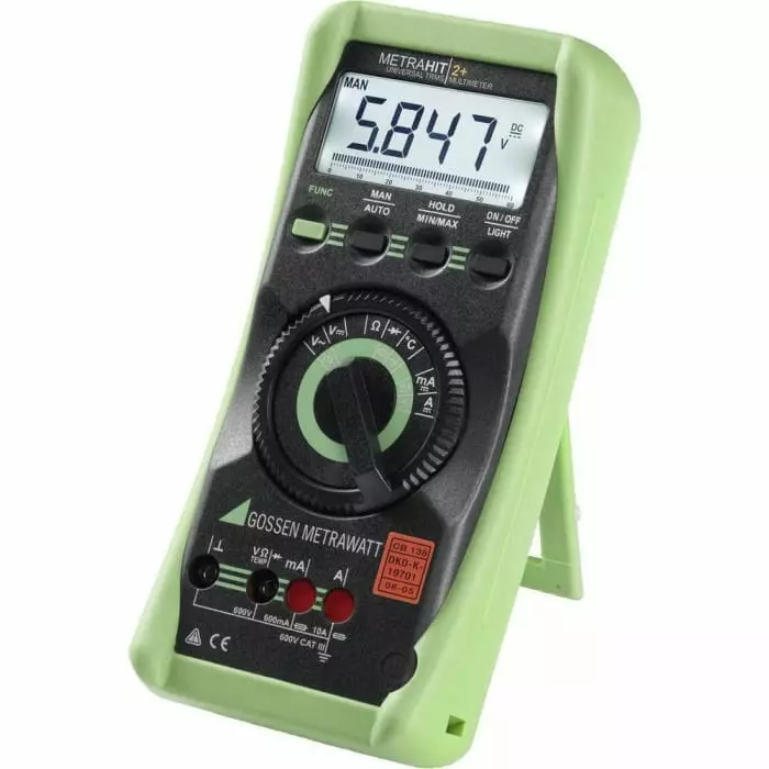 GOSSEN METRAWATT METRAHit 2+ Handheld Digital Multimeter True RMS 15 Amp AC Max 10 Amp DC Max 600 V AC Max -RS Calibrated, M205A