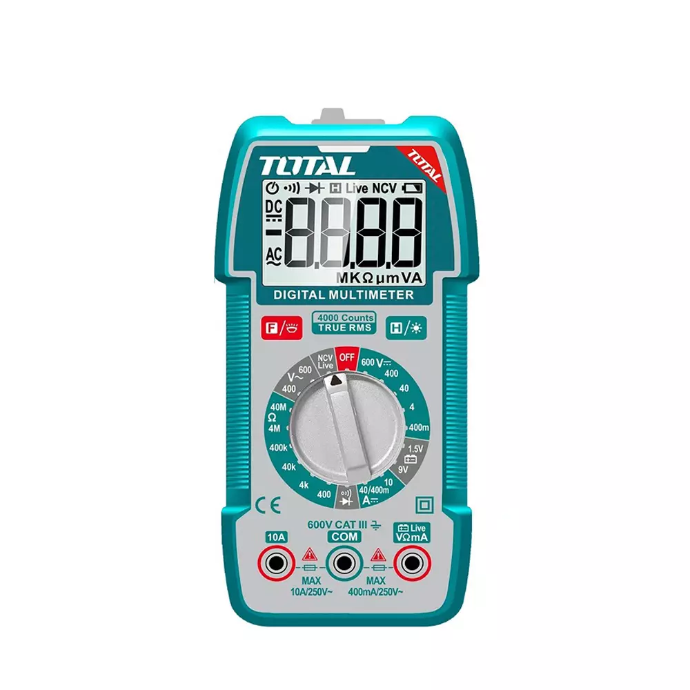 Total Digital Multimeter AC/DC Voltage 10 A Current, Resistance & NCV Tester with Backlight True RMS 4000 Counts, TMT536002