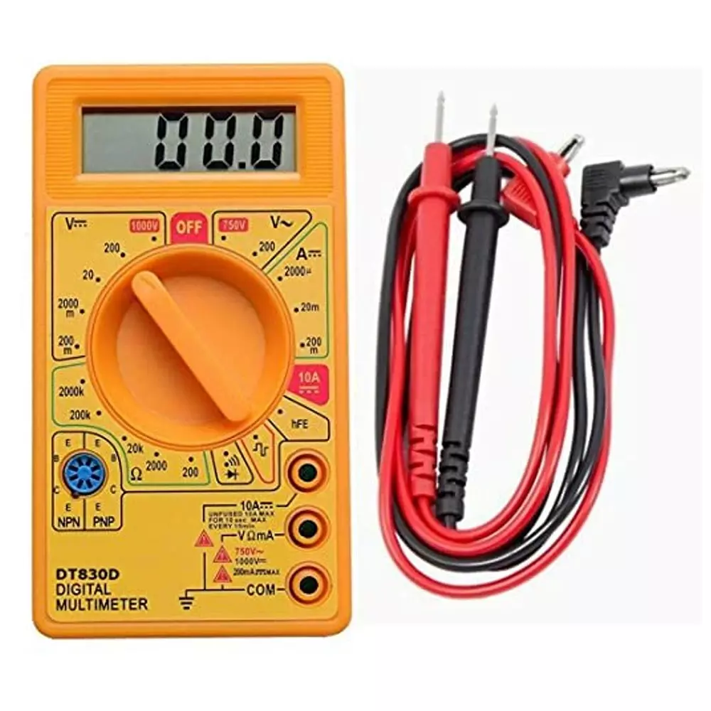 HAOYUE Digital Multimeter Plastic Body Yellow Color and 2000 Count LCD Display, 830D