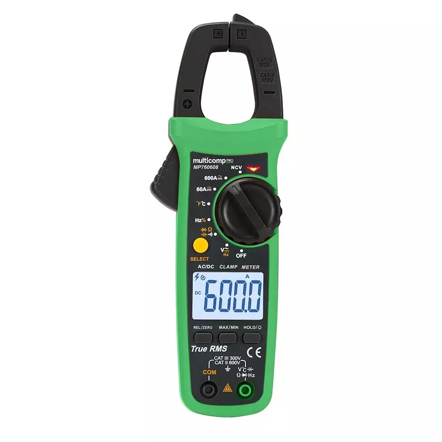 MULTICOMP PRO Dig Clamp Multimeter 28 mm Jaw Opening Max 3.75 No. of Digits 600 V Voltage Measure AC, MP760608