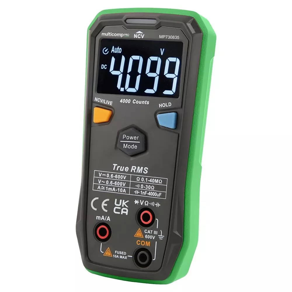 MULTICOMP PRO Digital Multimeter 3 Years Manufacturer Warranty 4.0 No. of Digits 600 V Voltage Measure AC Max, MP730835