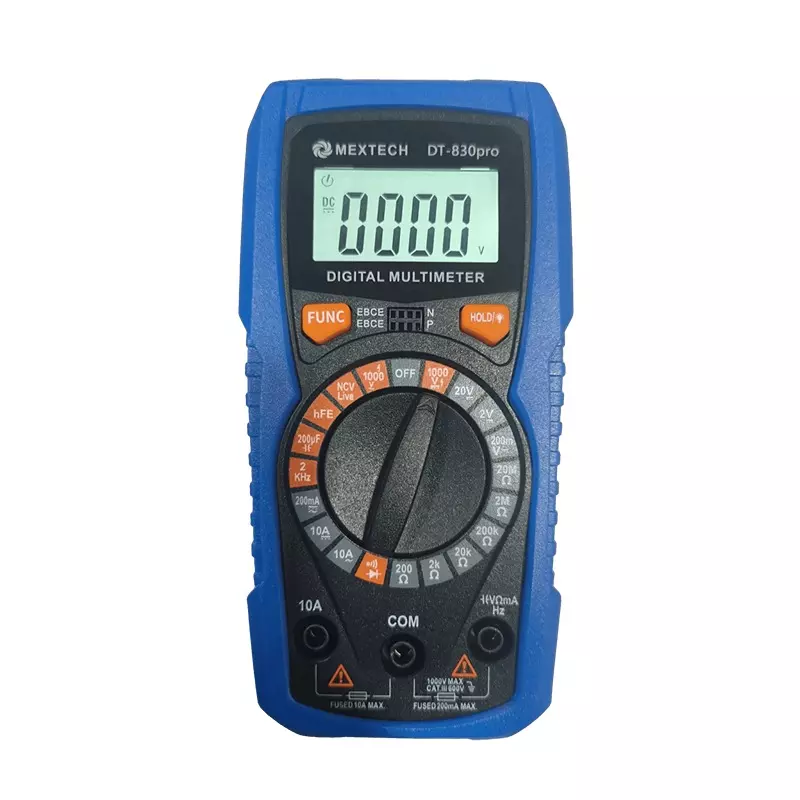 Mextech Digital Multimeter 3½ Inch (89 mm) LCD Display 2000 Counts for Industrial Use, DT830PRO
