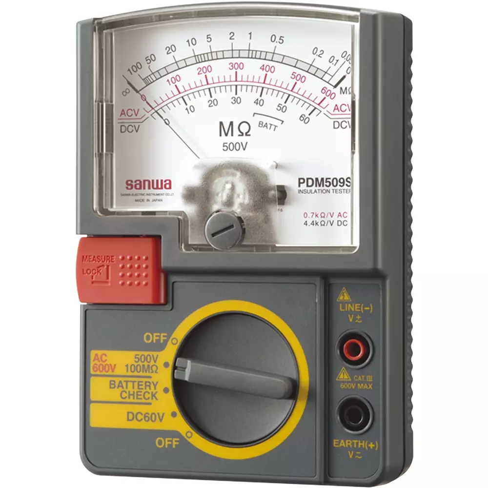 Sanwa Insulation Resistance Meter Analog insulation resistance tester Type 6 LF22 / 6 LR61 (9 V alkaline, PDM509S