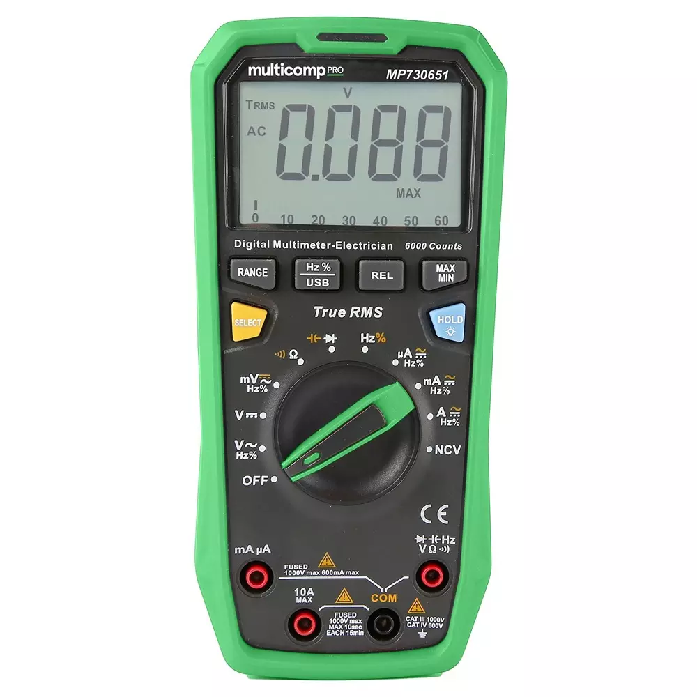 MULTICOMP PRO Digital Multimeter 3 Years Manufacturer Warranty 3.75 No. of Digits 1 kV Voltage Measure AC Max, MP730651