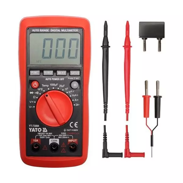 Yato Digital Multimeter 3½ Digits LCD with 1999 counts Display and 0-10 A ± 3% Alternating Current, YT-73084