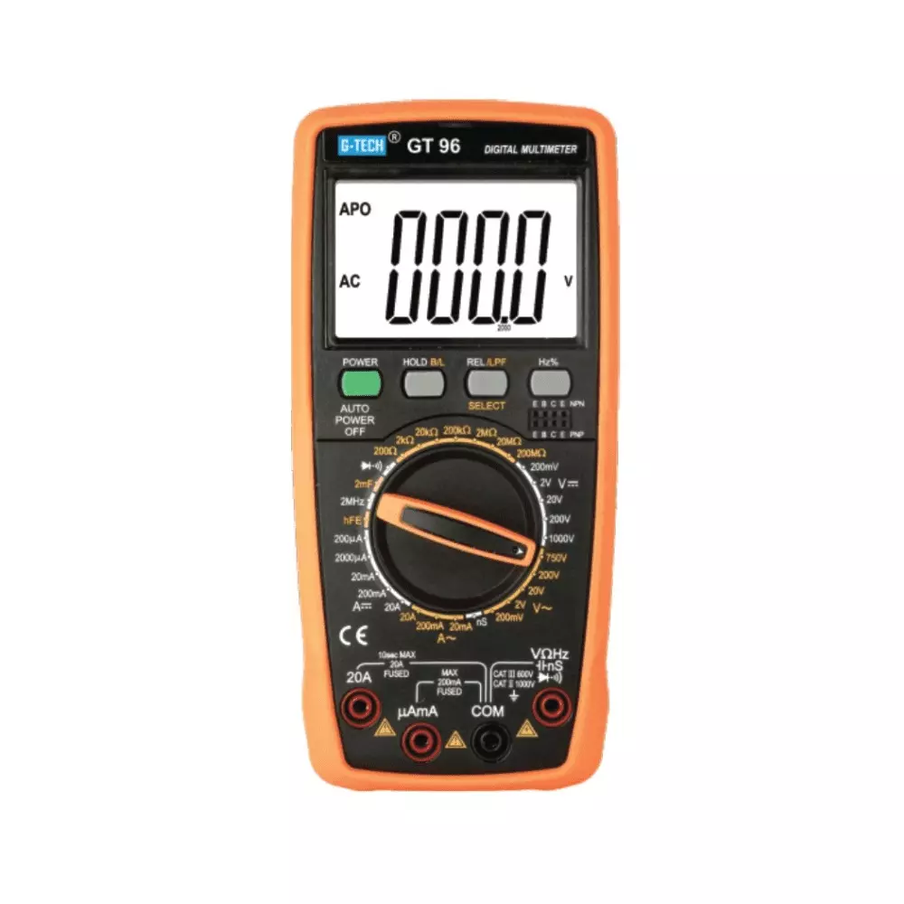 G-Tech Digital Multimeter 19999 Display Count 4.5 Digit Display 200 mV to 1000 V DC Voltage, GT96 TRMS