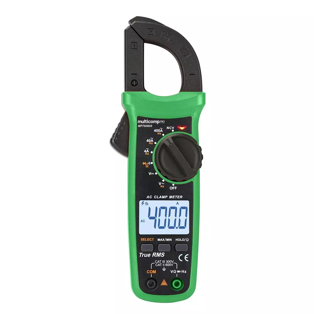 MULTICOMP PRO Dig Clamp Multimeter 28 mm Jaw Opening Max 3.75 No. of Digits 600 V Voltage Measure AC, MP760605