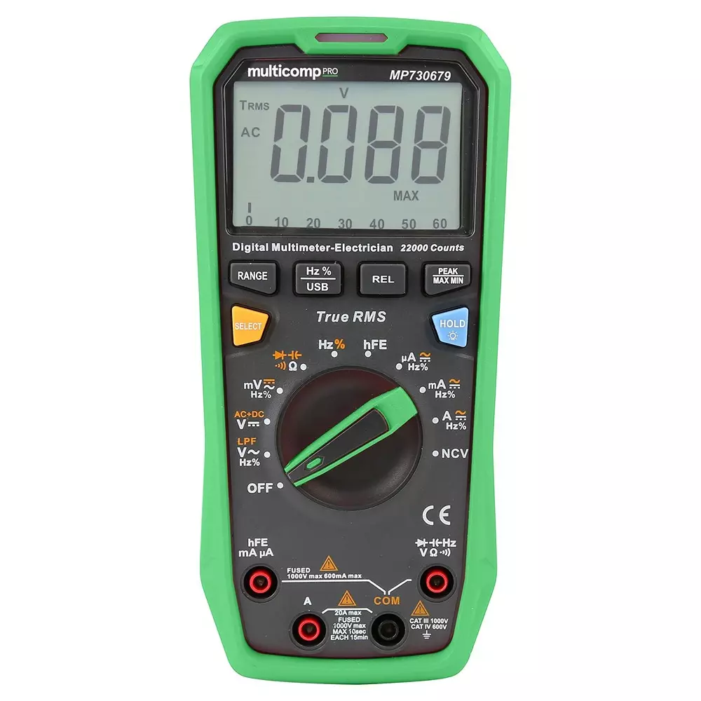 MULTICOMP PRO Dmm 3 Years Manufacturer Warranty 4.5 No. of Digits 1 kV Voltage Measure AC Max, MP730679