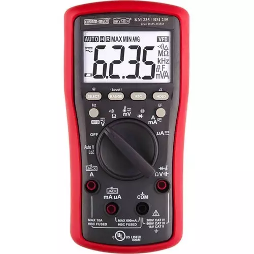 KUSAM-MECO 3-5/6 Digit 6000 Counts TRMS Digital Multimeter WITH VFD, EF-Detection KM 235