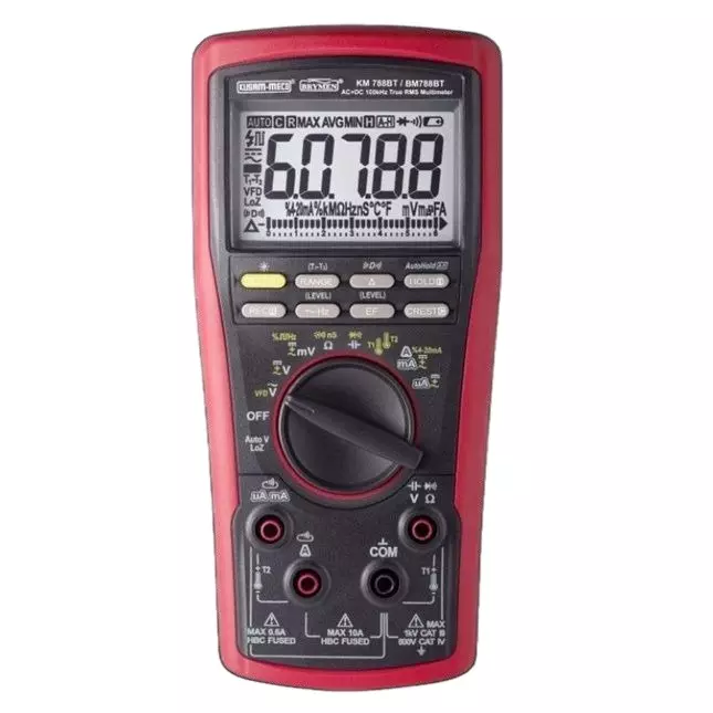 KUSAM-MECO TRMS Digital Multimeter 4-5/6 Digits, 60,000 Counts, Backlit LCD Bluetooth Connectivity 3 x AAA Batteries, KM-788BT