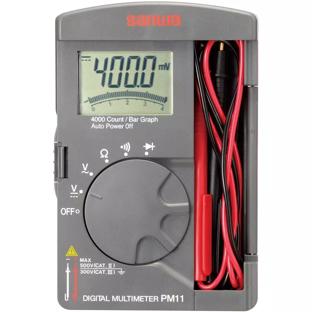 Sanwa Digital Multimeters Digital Multimeters Type LR44 (alkaline battery) 1.5 V x 2 Power Supply Numerical value, PM11