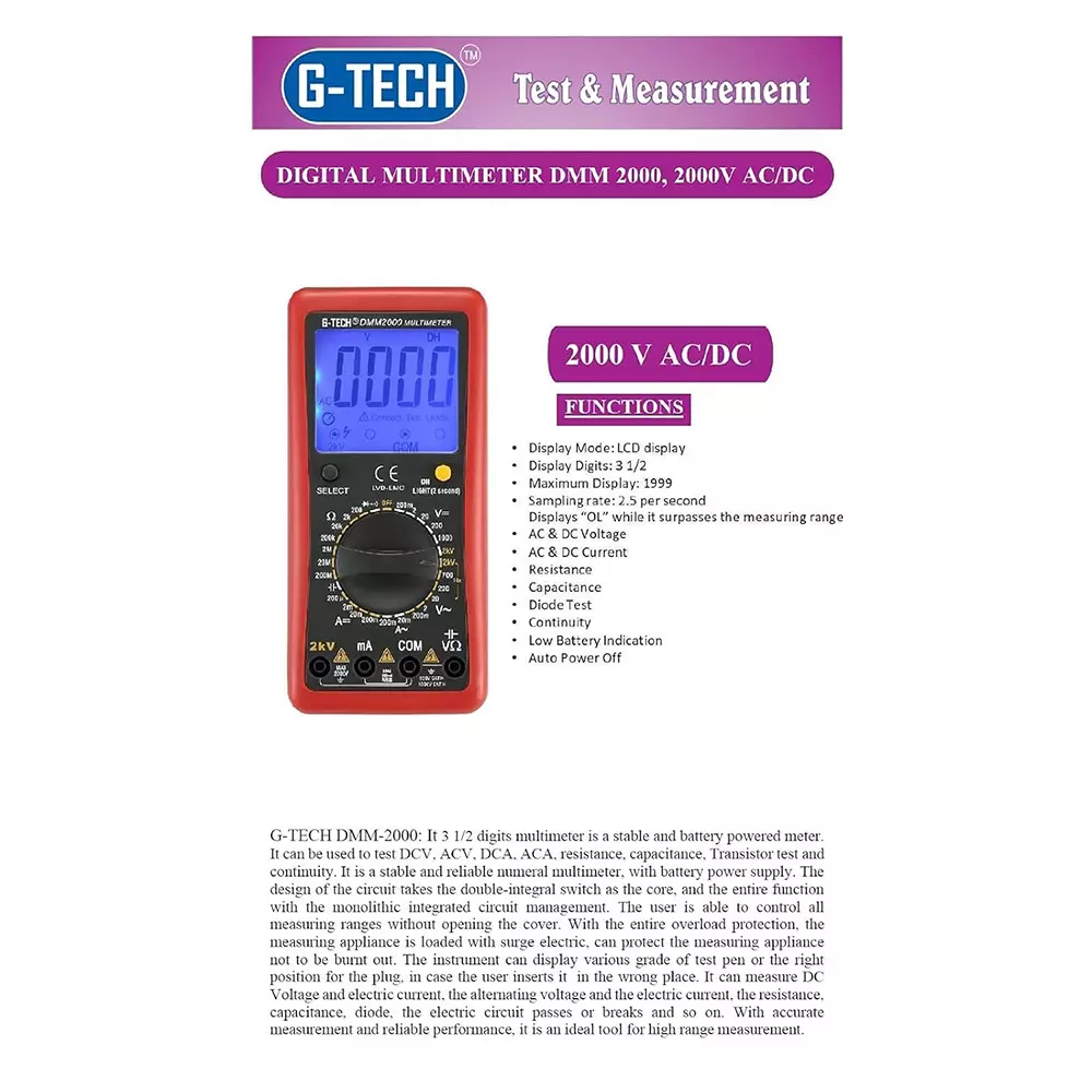 g-tech-digital-multimeter-kit-2000-v-acdc-battery-powered-black-3-digit-for-testing-measuring-use-dmm