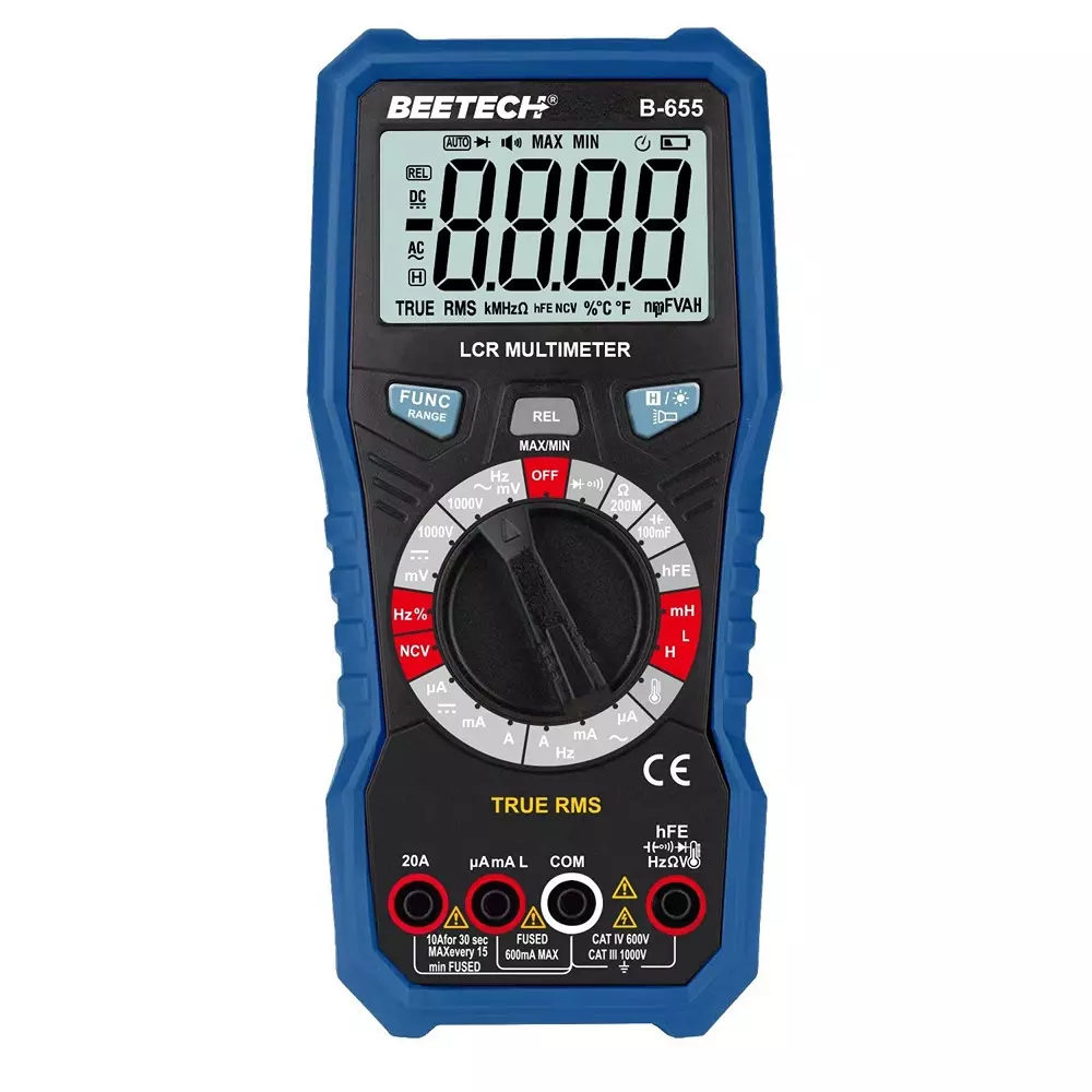 Beetech B-655 True RMS Digital Multimeter 6000 Counts 1000 V AC/DC Auto-Ranging Tester with NCV for Electrical Repair & Industrial Maintenance