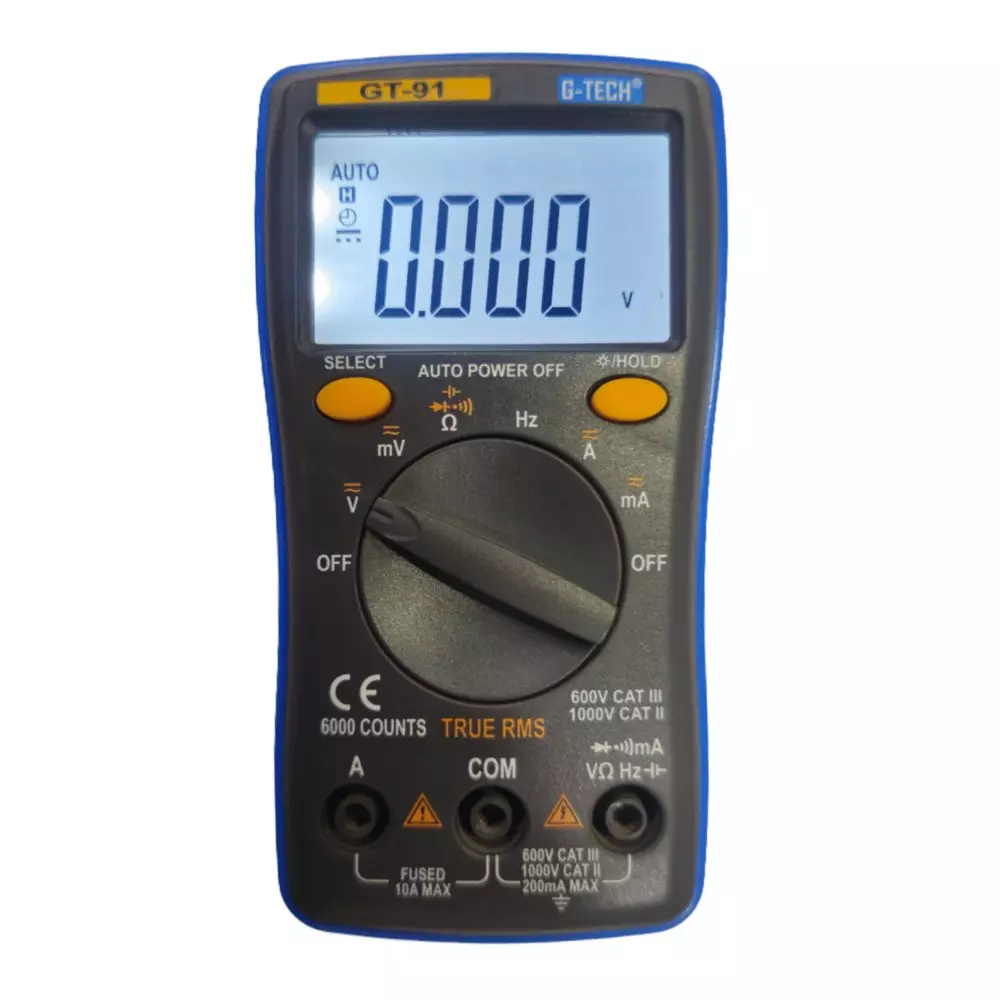 G-Tech Auto Range TRMS Digital Multimeter 6000 Display Count 60 mV to 1000 V DC Voltage, GT91 TRMS