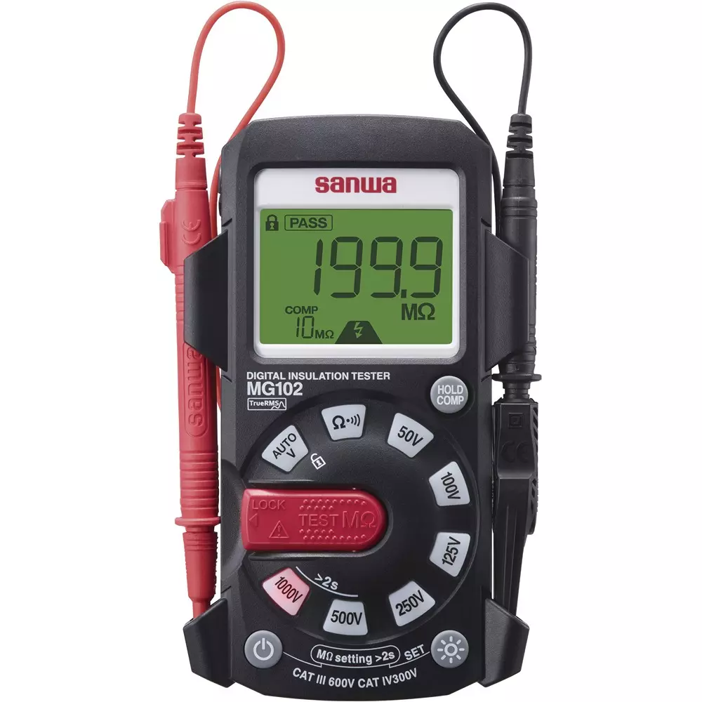 Sanwa Insulation Resistance Tester LR6 (AA alkaline battery) x 4 Power Supply 4000 counts (MΩ), 9999 counts (V Ω, MG102