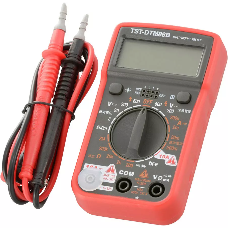 Ohm Electric Digital Multimeter, Cushion cover: Yes, Test leads: Red/Black Specifications Compact size Type Fuse, test, TST-DTM86B