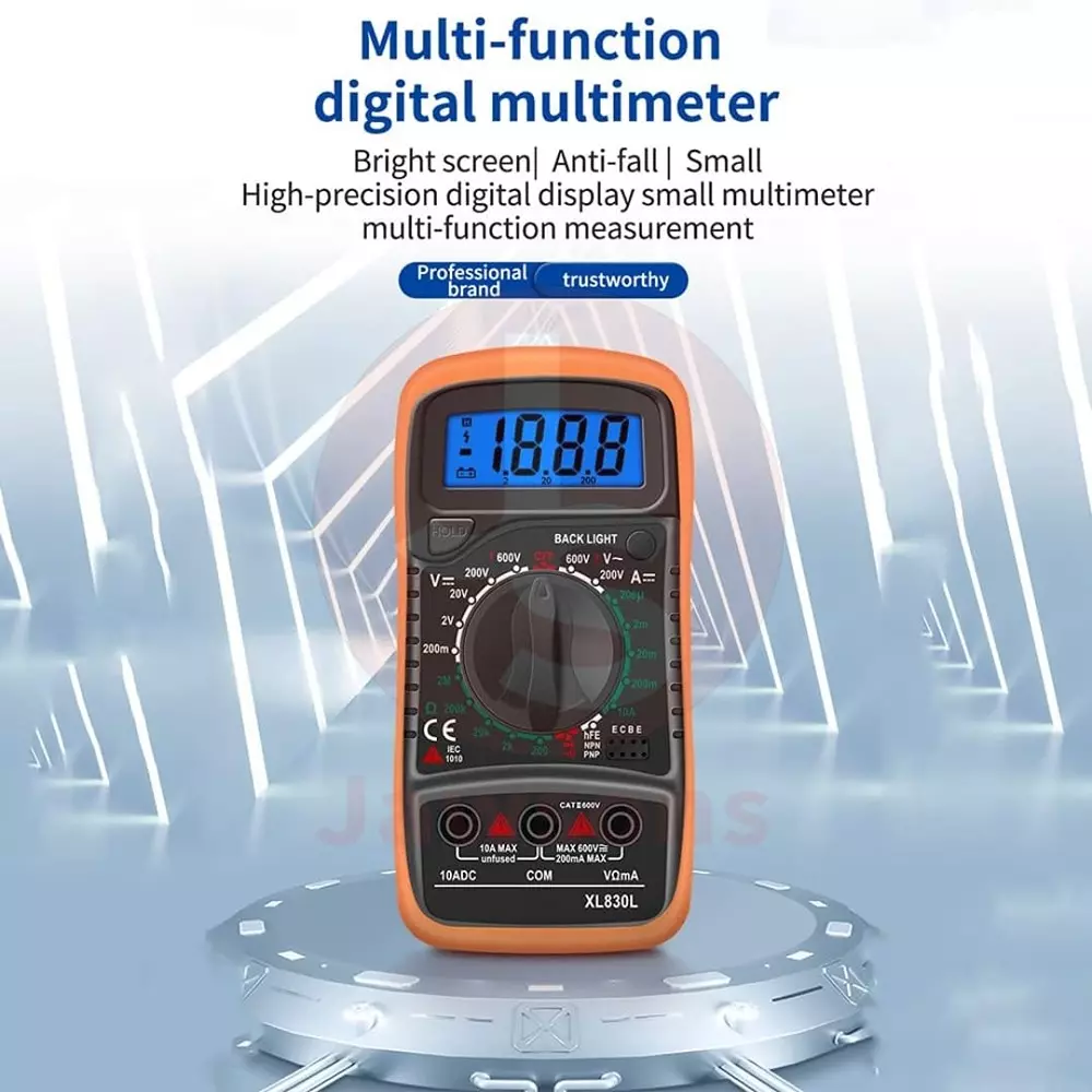 Jawsons Multi-Function Digital Multimeter 500 mA/250 V Fuse Protection with Backlit LCD Display, XL830L